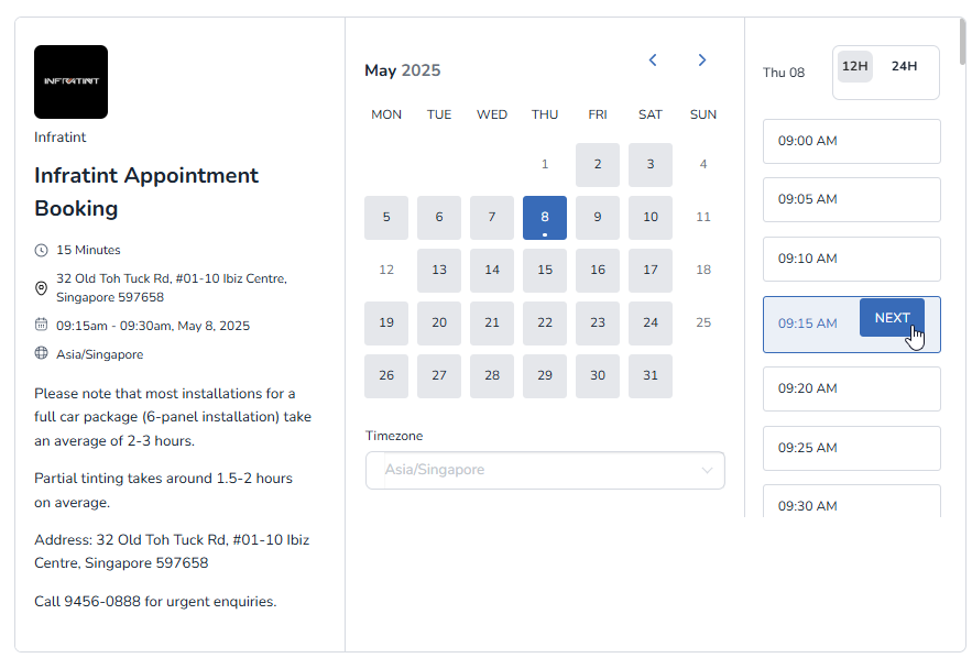 Streamlined booking system